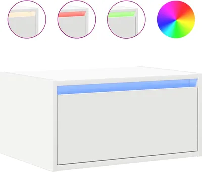 Produktbild von vidaXL Wand-Nachttisch mit LED-Leuchten Weiß