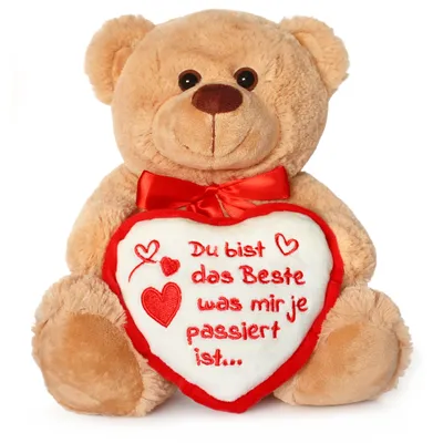 Imagen del producto de Oso de peluche con corazón. "TÚ ERES EL MEJOR". Oso de peluche marrón, 25 cm