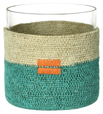 Imagen del producto de Vela decorativa Pomax, hecha de algas marinas, color aqua, diámetro 15 cm, altura 15 cm