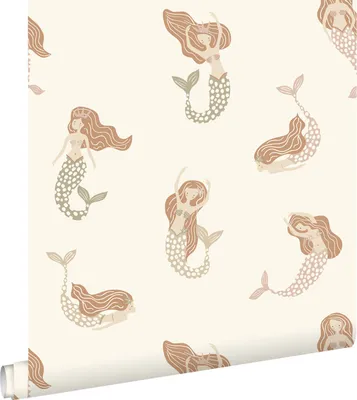 Productafbeelding van ESTAhome behang zeemeerminnen groen, oudroze en terracotta 50 x 900 cm