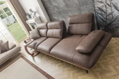 Zdjęcie produktu dla Zestaw sof sofa 4 3 1 osobowa fotel luksusowa imitacja skóry brązowa grupa