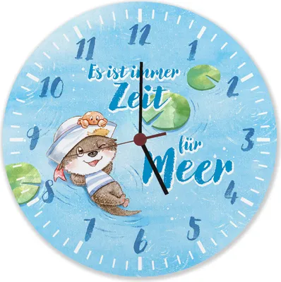 Produktbild von Ottfried der Otter Wanduhr aus Alu mit Spruch Es ist immer Zeit für Meer
