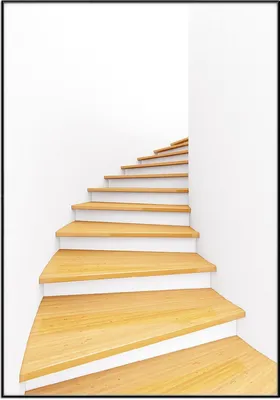 Produktbild von Wallario Wandbild Wendeltreppe aus hellem Holz, Größe: 70,30 x 100,30 cm, Poster mit schwarzem Aluminiumrahmen