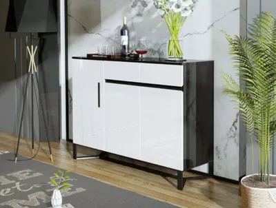 Obrázok produktu pre Komoda Príborník Highboard Skriňa Príborník 3 dvere 2 zásuvky Vysoký lesk