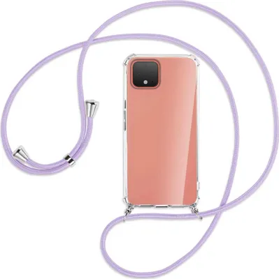 Produktbild von Handykette Backcover-Schutzhülle mit Band (Metall silberfarben) für Google Pixel 4 XL - violett