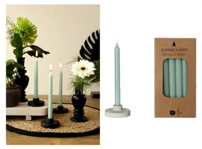 Produktbild von Baumkerzen, Set mit 12 Stück, Höhe 14 cm, Ø 1,2 cm, in verschiedenen Farben erhältlich, Brenndauer 2 Stunden