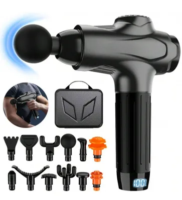 Produktbild von Massagegerät, Elektrische Faszienpistole Fitness-Massagegerät Muskel-Massagepistole 12-teiliges, USB-Massagegerät, Multi-Speed-Einstellung