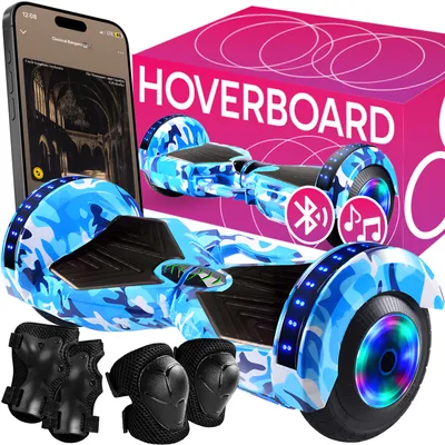 Produktbild von Hoverboard 8 Zoll Elektroroller mit Bluetooth Smart Scooter Elektro Balance Hoverkart Kinder Jugendliche und Erwachsene LED Skateboard 500W Retoo
