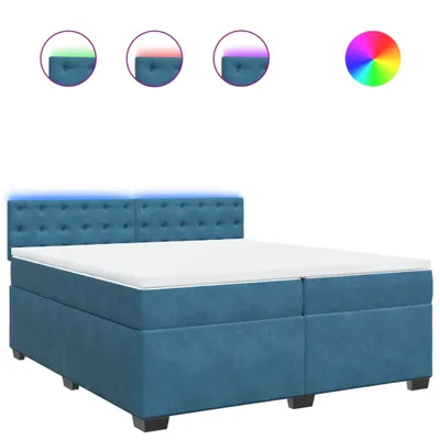Produktbild von Boxspringbett mit Matratze Blau 200x200 cm Samt