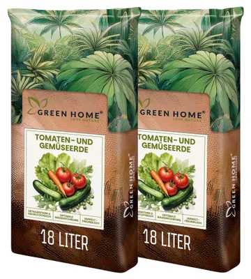 Produktbild von Green Home Tomaten- & Gemüseerde 36 L – für Gurken, Paprika & Zucchini, auch für Hochbeet & Kübel, Langzeitdünger, Perlite, Kokosfasern, pH 5,8