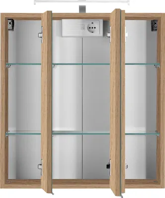 Produktbild von Spiegelschrank Bobbi 60cm Modell 2 3 Türen und led Beleuchtung - Eiche