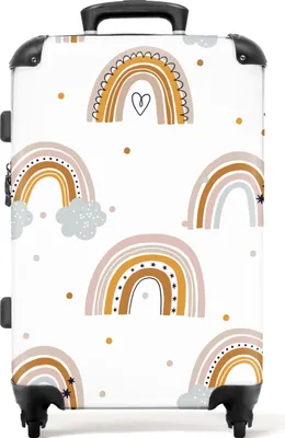 Obrázek produktu pro NoBoringSuitcases.com Dětský kufr Medium 67x43x25 cm, 72L, barevné potisky pro dívky: Bílý - duhy, cestovní kufr na 4 kolečkách