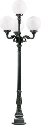 Produktbild von Casa Padrino Barock Gartenlaterne Schwarz / Weiß 83 x 83 x H. 255 cm - Elegante Außenstehleuchte aus hochwertigem Aluminium und Polycarbonat Lampenschirmen - Nostalgische Gartenbeleuchtung