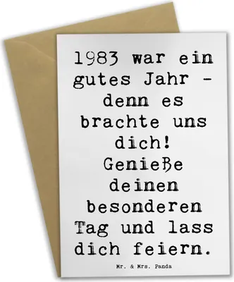 Produktbild von Mr. & Mrs. Panda Klappkarte Spruch 1983 Geburtstag - Weiß - Geschenk, Geburtstagsgeschenk, Happy Birthday, Glückwunsch, Freunde und Familie, babykarte, Grußkarte