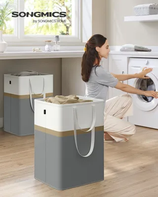 Produktbild von SONGMICS Wäschekorb, 2er Set, 110 L Wäschesammler ffaltbar, leicht zu tragen und zu reinigen