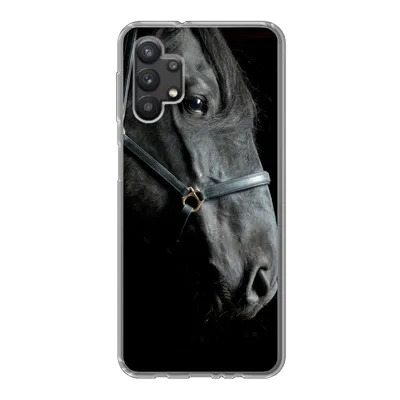 Produktbild von MuchoWow® Handyhülle Schutzhülle Hülle für Samsung Galaxy A32 5G Pferd - Schwarz - Halfter Silikon Softcase Handy Hülle - Softcase