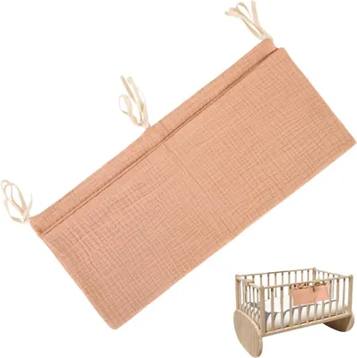 Obrázok produktu pre Organizér do detskej izby – úložná taška na kočík – úložný priestor pre detské potreby – dvojité vrecká – 38x18x1 cm – sivá