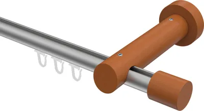 Produktbild von Interdeco Innenlaufstange / Gardinenstange mit Innenlauf Silbergrau / Kirschbaum lackiert, Typ Talent Feta (Kappe), 20 mm Ø 1-läufig, 600 cm