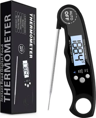 Image de Thermomètre à viande numérique à lecture instantanée Cuisine Cuisine Alimentation Bonbon Thermomètre avec rétroéclairage et aimant pour huile Friture BBQ Barbecue - Noir