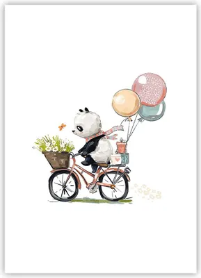Produktbild von Poster - Poster ohne Rahmen - Panda Fahrrad Kinder - 50x70 cm - Wand Bild - Wanddeko - Wandbilder - Kunstposter - Wandposter - Bilder - Kunstdruck - Wanddekoration - Wandbild - P2XPA50x70-4707