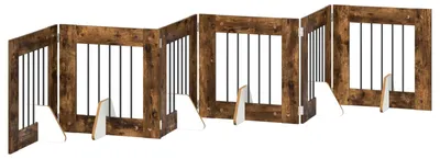 Produktbild von vidaXL Klappbares Hundetor mit Ständern 6 stk. Räuchereiche 362 cm