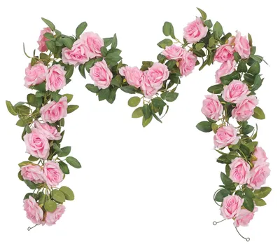 Kunstrosen-Girlande, 175 cm, 29 Rosen, rosa