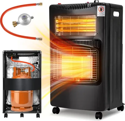 Image de Jayseuw Chauffage radiant à gaz Chauffage à gaz 4,2KW y compris tuyau, brûleur céramique infrarouge, bouteilles de gaz butane ou propane jusqu'à 15kg