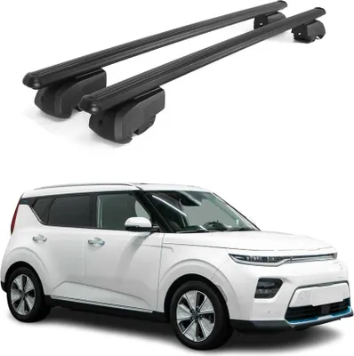 Imagen del producto de Soportes básicos para portaequipajes, compatibles con Kia Soul EV 2020-2023, de aluminio, color , con certificación ABE, paquete de 2 unidades