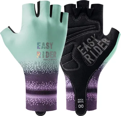 Produktbild von ROCKBROS kurze Fahrradhandschuhe Mountainbike Handschuhe Atmungsaktiv, Radhandschuhe Stoßdämpfend, Halbfinger-Handschuhe für MTB Blau XL