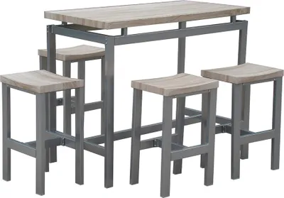Produktbild von FurniStyle Essgruppe 5-teilig Davos - Bartisch mit 4 Hocker