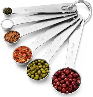 Imagen del producto de Juego de cucharas medidoras, de 6 piezas, de acero inoxidable, de diferentes tamaños, para la cocina