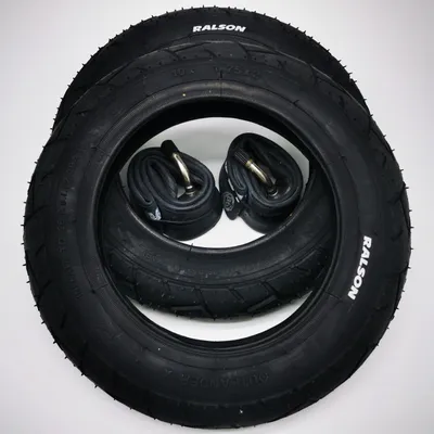 Produktbild von Ralson 2x Reifen 10"Zoll 10x1.75x2 | 47-152 | + AV-Schläuche 45° abgewinkelt Kinderwagen Roller Buggy Kinderfahrrad