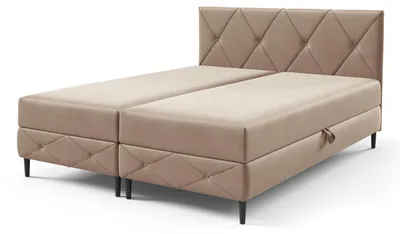 Zdjęcie produktu dla Łóżko z pojemnikiem na pościel, model "Wianek", kolor piaskowy taupe, wymiary 120 x 200 cm