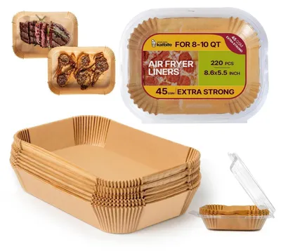 Immagine prodotto di Carta forno per friggitrice ad aria, 220 pezzi, formato rettangolare 20,5x14 cm, resistente fino a 230°C