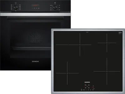 Produktbild von Siemens Set PQ212XA02Z  Pyrolyse Backofen Edelstahl HB273ABS3 + Induktionskochfeld EH64KBFB5E