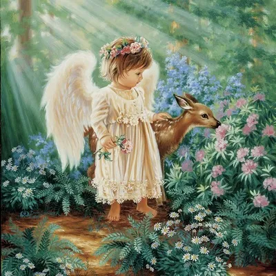Produktbild von 20 Servietten Angel with Deer - Engel mit Reh im Wald 33x33cm