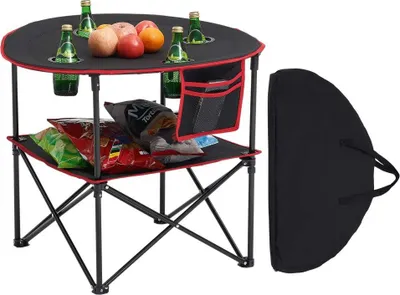 Image de Table pliante portable - Table de pique-nique noire de 72 cm - Table de buffet en tissu Oxford - Tables portables pour les événements en plein air