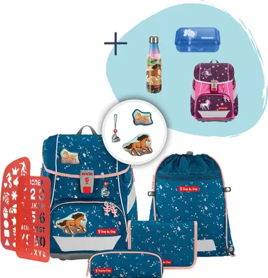 Produktbild von Step by Step Schulranzen-Set 2IN1 PLUS „Wild Horse Ronja“, 9-teilig, blau