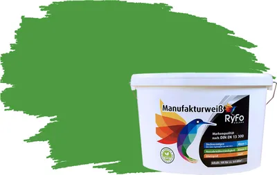 Produktbild von RyFo Colors Bunte Wandfarbe Manufakturweiß Gelbgrün 10l - weitere Grau Farbtöne und Größen erhältlich, Deckkraft Klasse 1, Nassabrieb Klasse 1