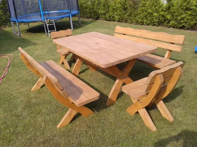 Produktbild von Gartenmöbel 1+2+2 DZ, Holzgartenmöbel, Tisch 180cm + 2 x Bank + 2 x Stuhl