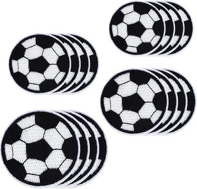 Produktbild von Kunststoff-Fußball-Embroiderungssticker - Cartoon-Fußball-Sticker - Kinderdekoration - Waschbarer Heißklebepatch - Ersetzbarer Wiederverwendbarer