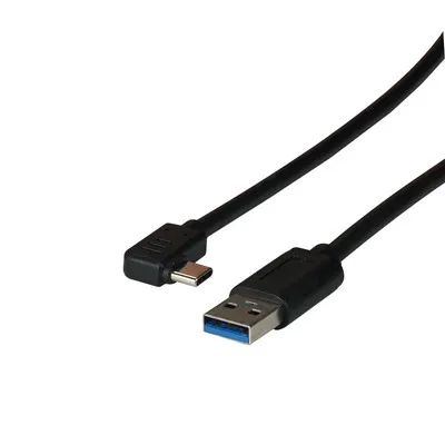Image de Câble USB 3.2 Gen1 5Gbit 3A, type A -- ,mâle - type C mâle 90°, 1m