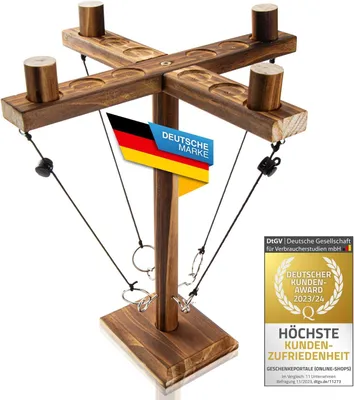 Image de Jeu de lancer d'anneaux Deluxe en bois 2.0 pour 4 joueurs – Jeu de lancer et d'adresse haut de gamme pour l'intérieur et l'extérieur, le jardin et les fêtes