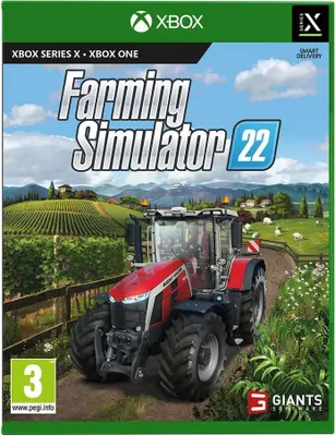 The cover art for the video game Farming Simulator 22 for Xbox.