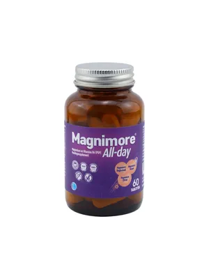 Produktbild von Magnimore All day – Magnesiumcitrat, malat, bisglycinat und Vitamin B6 Supplement – 60 Tabletten