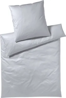Produktbild von elegante Mako-Satin-Bettwäsche Uni Farbe Silber Größe 200x220+2x80x80cm