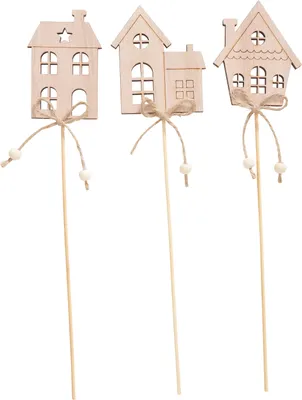 Produktbild von VBS Holz-Stecker "Häuser", 3-er Set