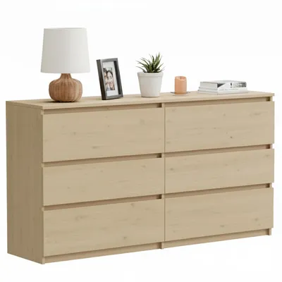 Produktbild von Kommode Schubladenkommode modern Eiche Torro - 119 cm breit 6 Schubladen stabil