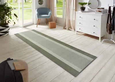 Zdjęcie produktu dla Hanse Home | Dywan nowoczesny BASIC - 80 cm x 300 cm - Zielony - Minimalistyczny design - Antyelektrostatyczny