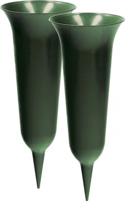 Immagine prodotto di VonBueren 2 vasi da tomba con picchetto da giardino 30 x 12 cm verde